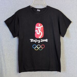 2008 Beijing Olympics Black Cotton Short Sleeve Tee Adult L Y2K